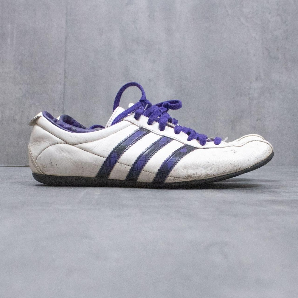 Vintage VTG Y2K 2000's 00's Adidas Tokyo White Purple Plaid White Sneakers